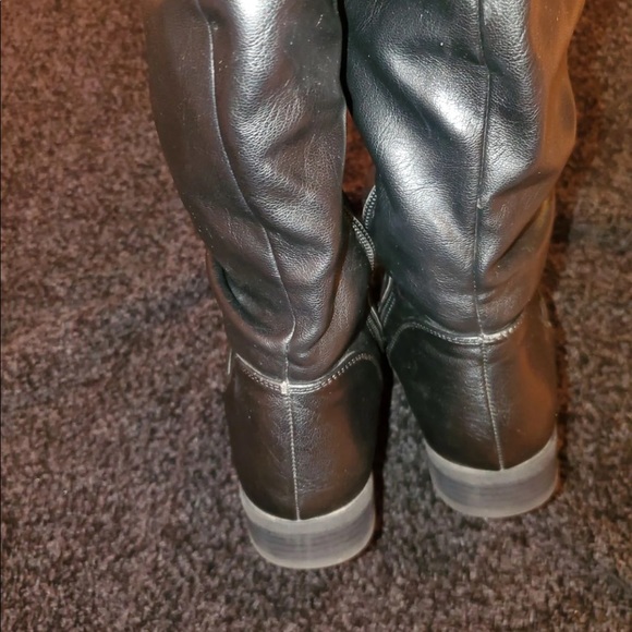 Nine West Leonora Black Leather Knee High Slouchy Boots - Picture 9 of 11